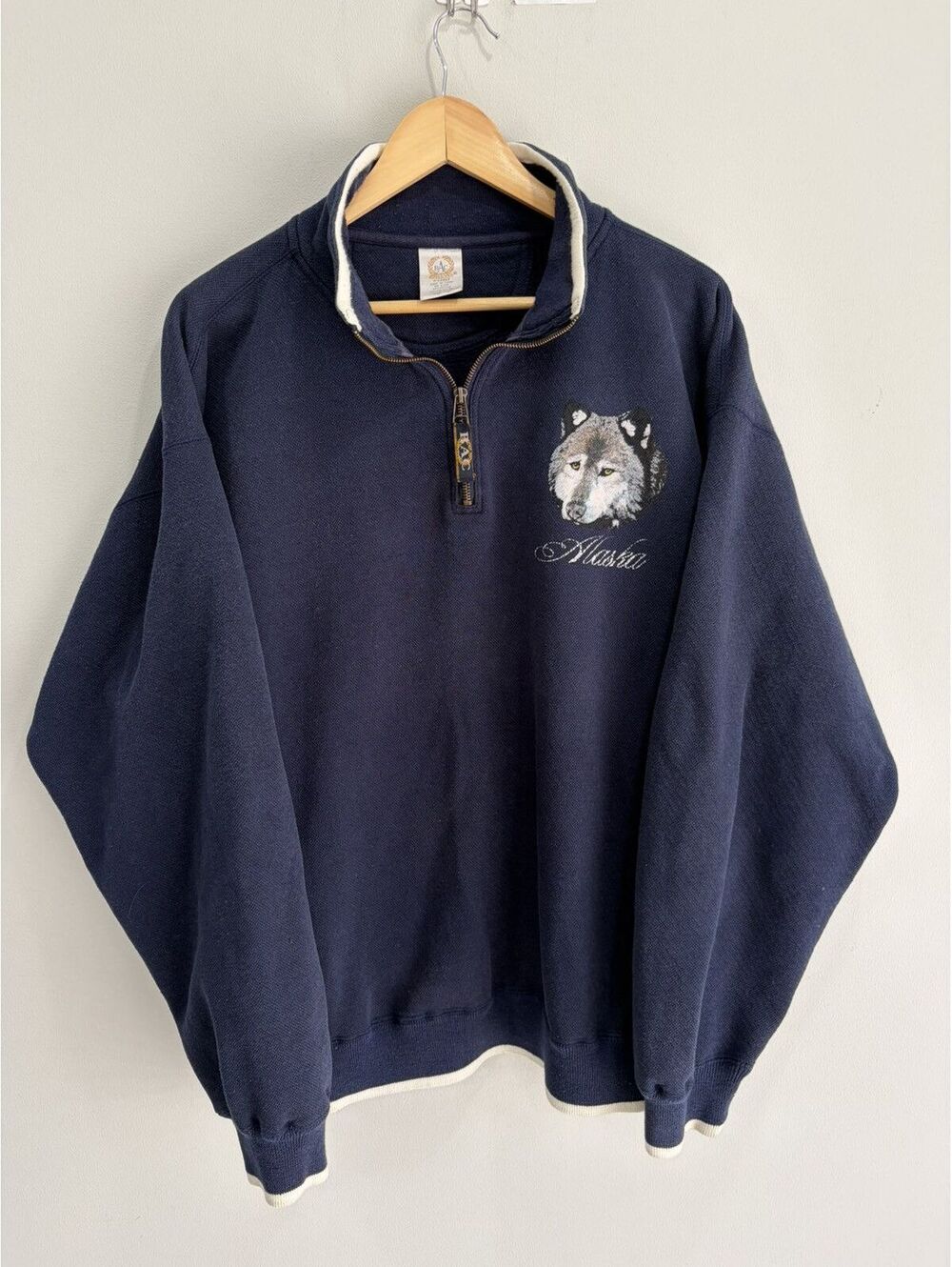 Vintage Alaska Wolf Sweater Quarter Zip animal
